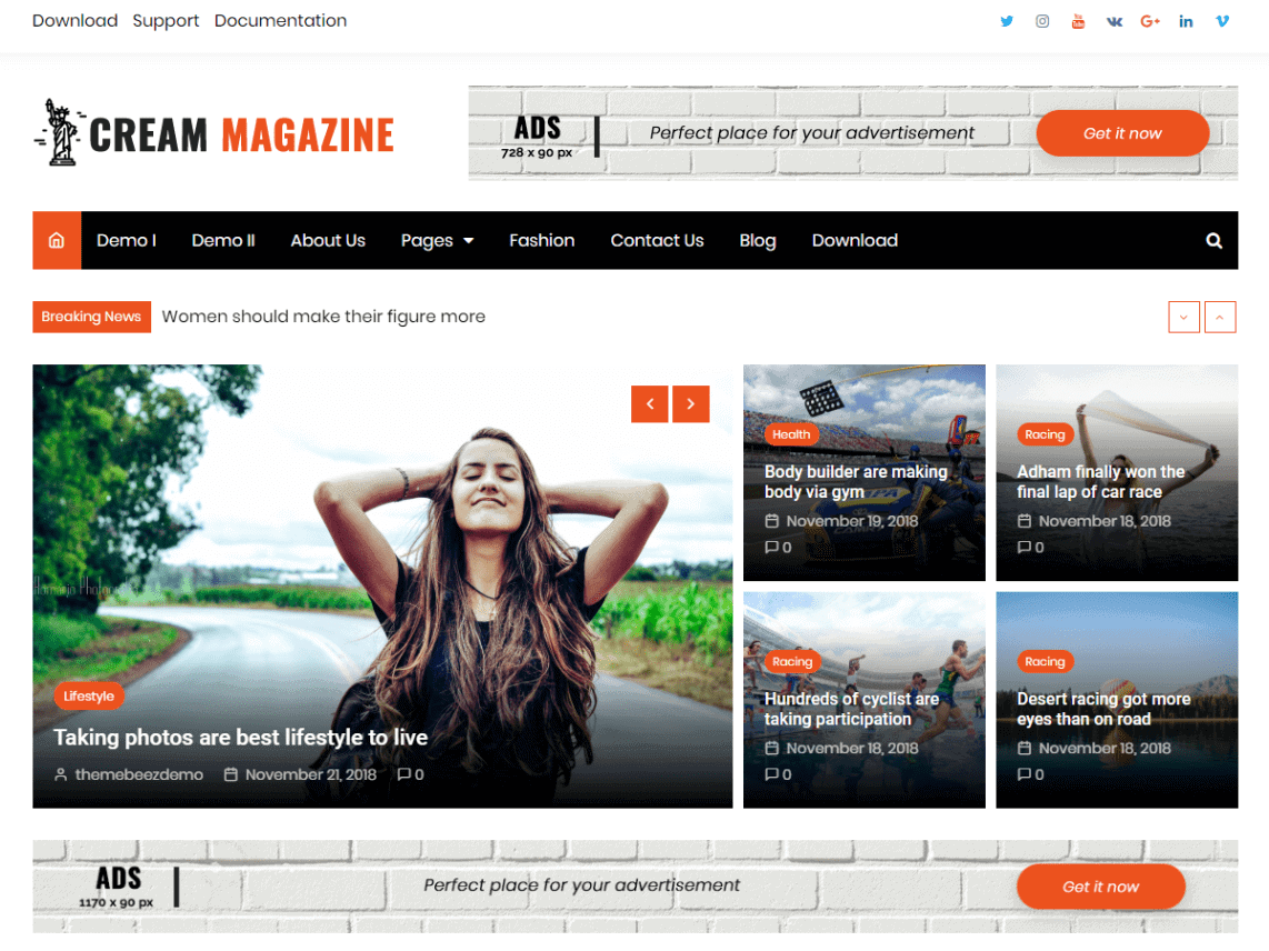 Cream Magazine: WordPress Magazine Themes