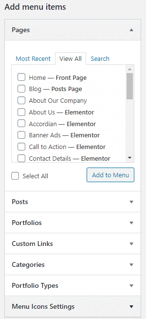 Create Menu in WordPress