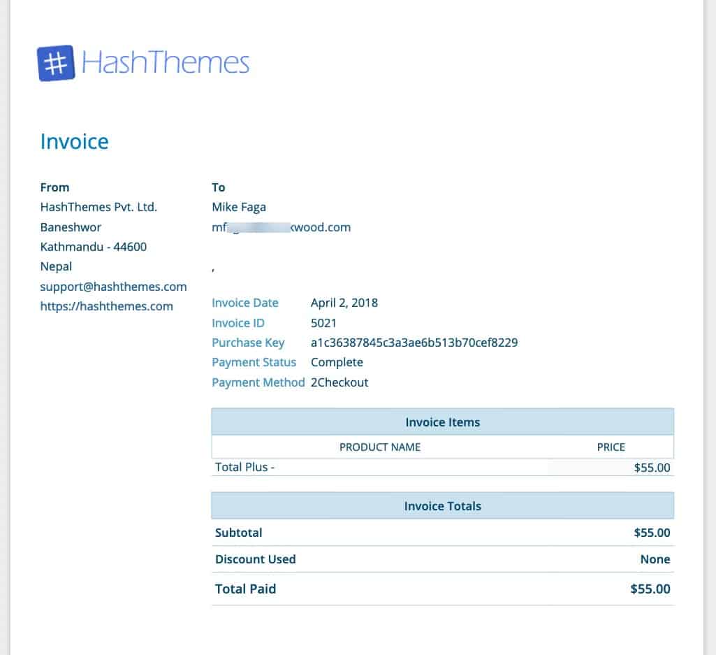 Download Invoice of Premium WordPress Themes